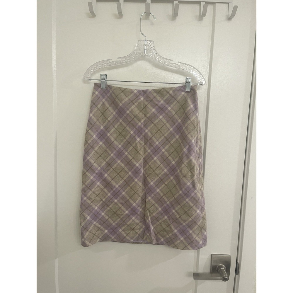 Ann Taylor NWT Wool Purple Tartan Mini Skirt Bodycon Business Preppy Holiday